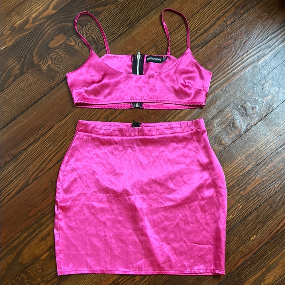 PrettyLittleThing Hot Pink Skirt and Top set